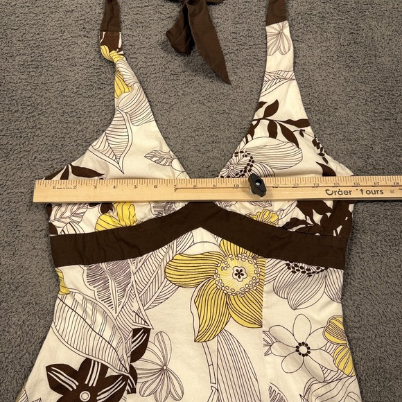 Y2K Babydoll Halter Dress Womens Medium White Floral Ruffle Empire Layered Fairy - Picture 5 of 13